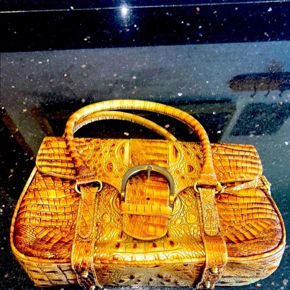 Brahmin Brown Crocodile-Embossed Satchel - Picture 9 of 16